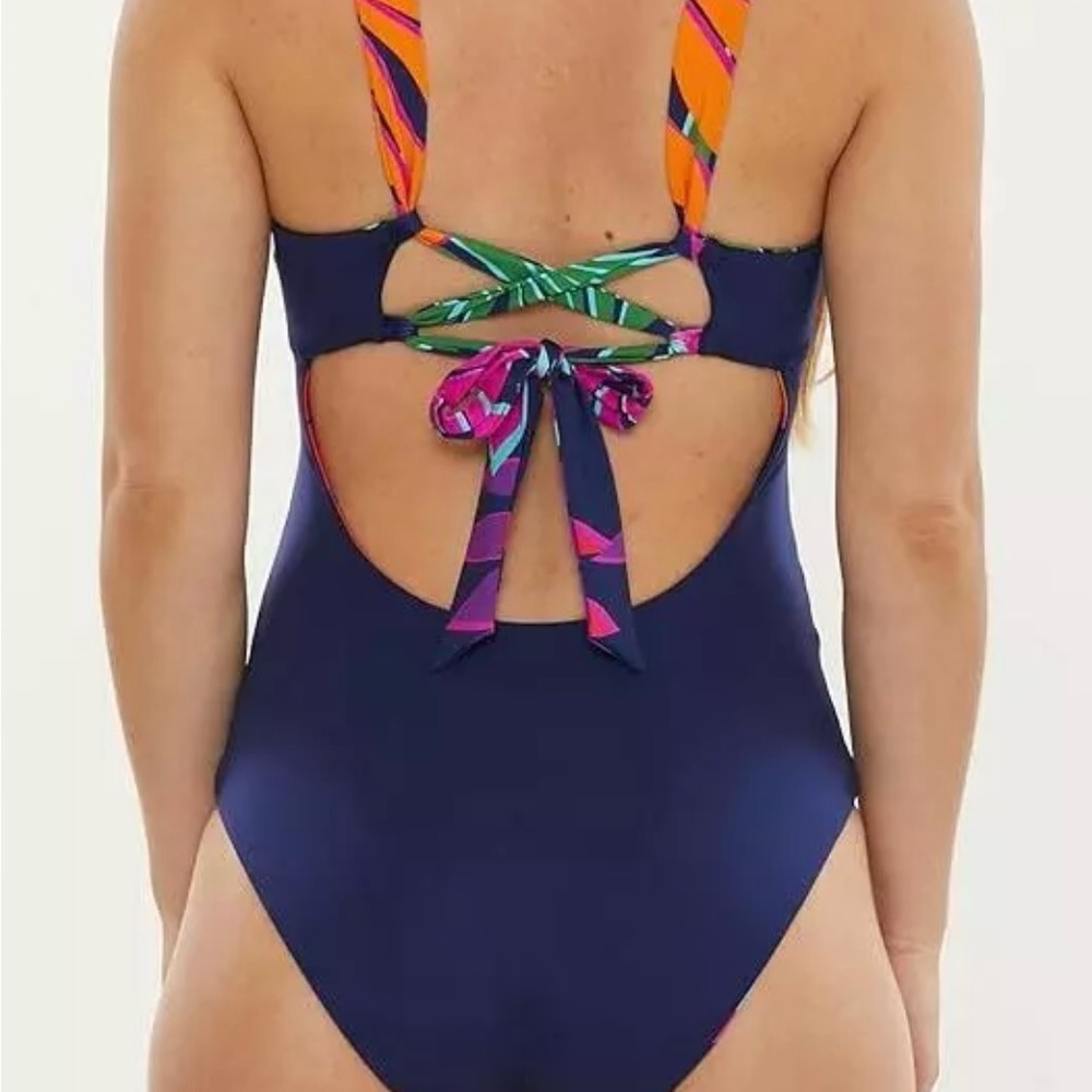 NWT Trina Turk Women's Wailea Reversible Multicolor Halter Swimsuit Size 10 - Picture 7 of 15